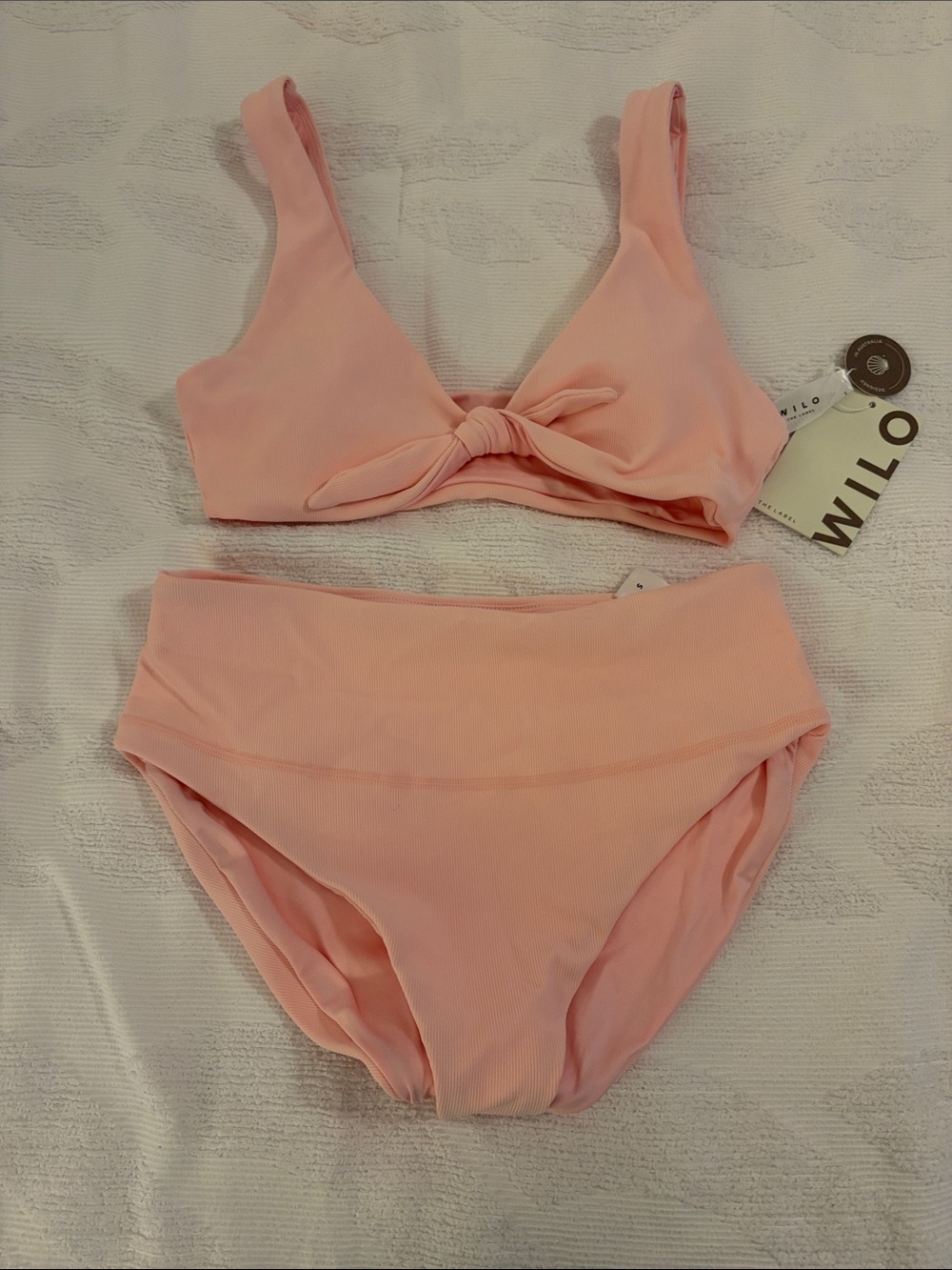Wilo the Label Blush Tie-Front Scoop Bikini Set